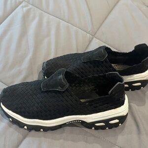 Skechers Women's Black Woven Slip-On Sneakers